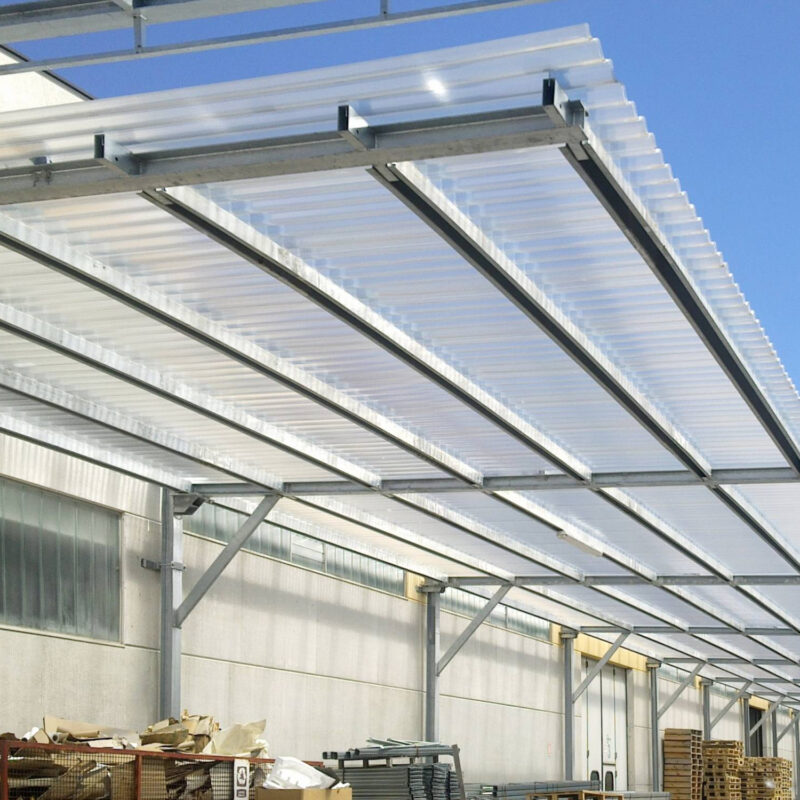 Corrugated Polycarbonate Sheets for B2B Roofing Projects | Bakway 5 Corrugated polycarbonate industrial roof skylight application