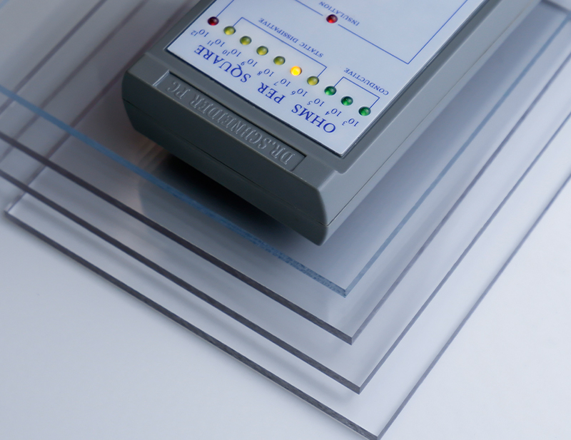 Electronics and semiconductor equipment using transparent ESD panels
