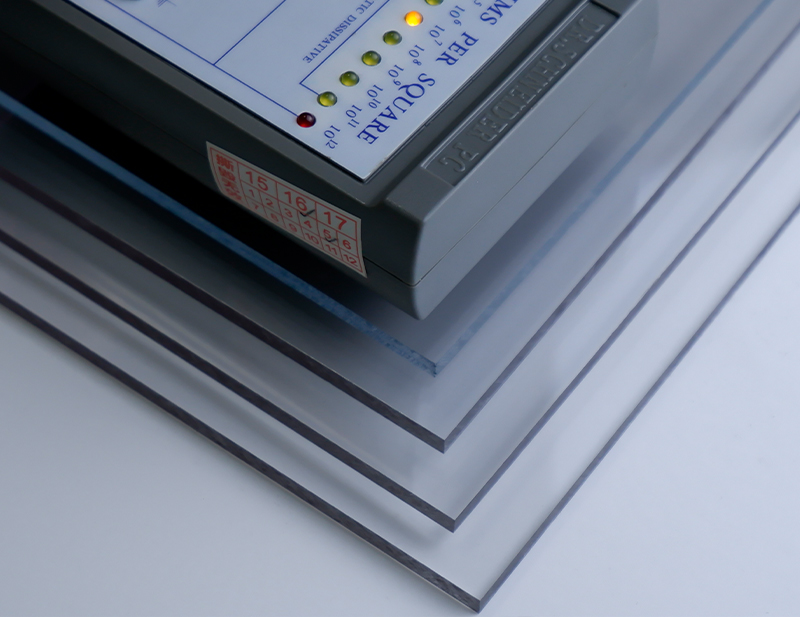 Automated equipment viewing window using ESD anti-static polycarbonate